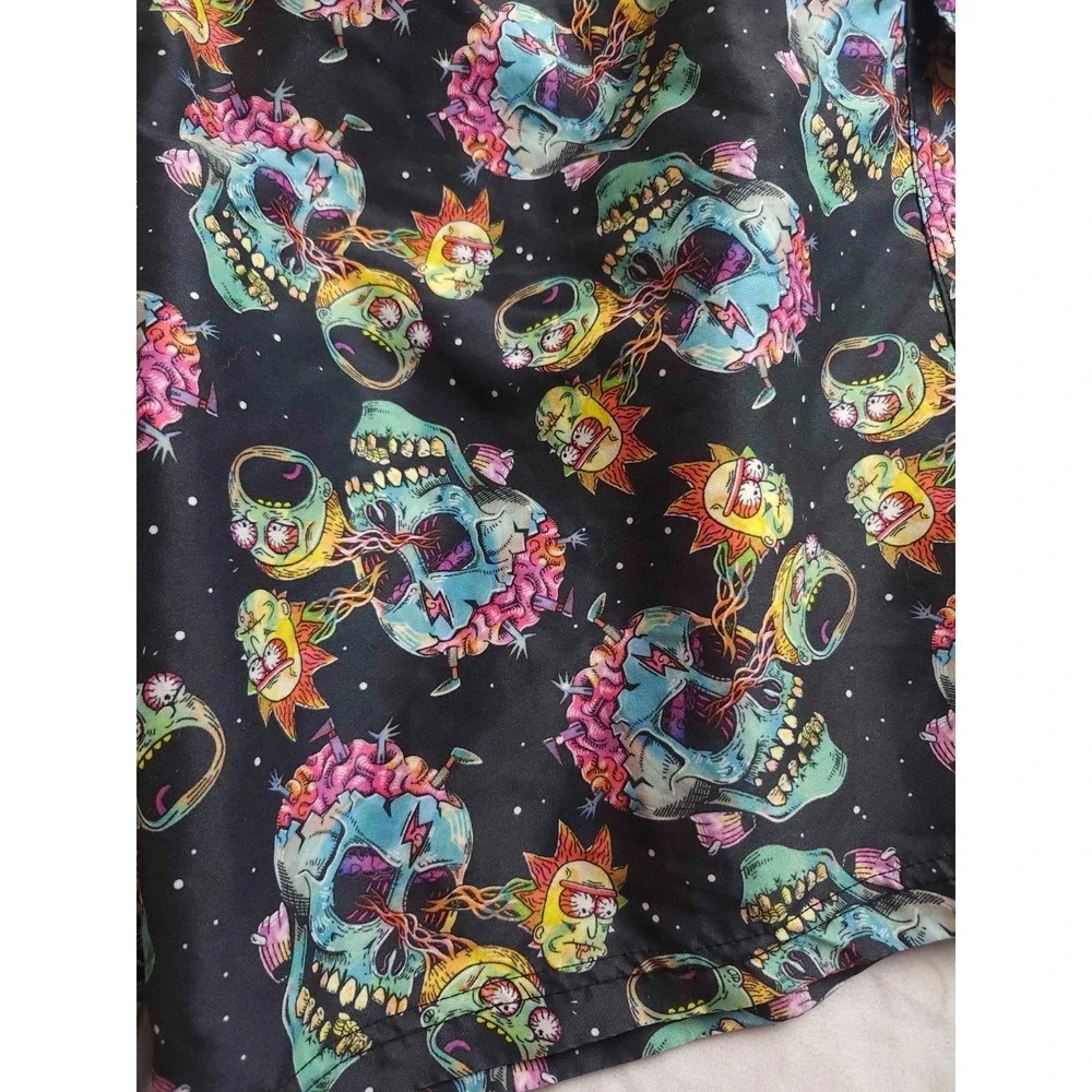 Veccoberry Swim Shorts Mens Size 2XL Black‎ Skull Graphic Print Summer Beach